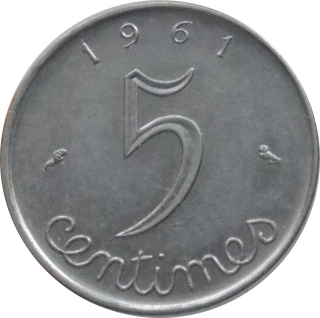 Francúzsko 5 Centimes 1961
