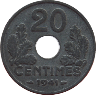 Francúzsko 20 Centimes 1941