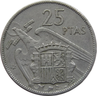Španielsko 25 Pesetas 1957