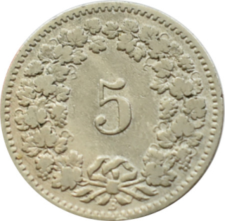 Švajčiarsko 5 Rappen 1885