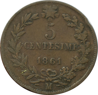 Taliansko 5 Centesimi 1861 M