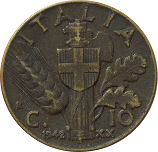 Taliansko 10 Centesimi 1942 