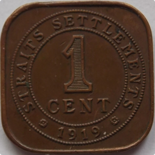 Straits Settlements 1 Cent 1919