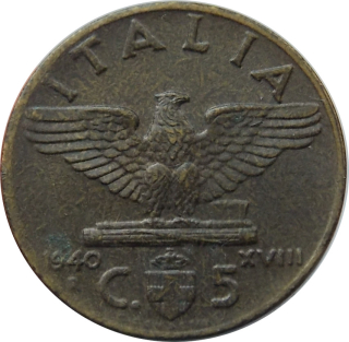 Taliansko 5 Centesimi 1940