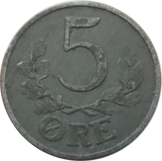 Dánsko 5 Ore 1943