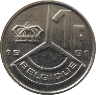 Belgicko 1 Frank 1991