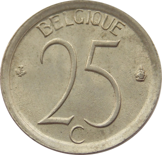 Belgicko 25 Centimes 1973