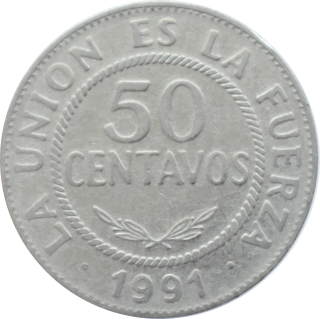 Bolívia 50 Centavos 1991