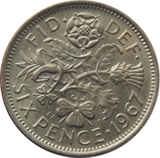 Anglicko 6 Pence 1967