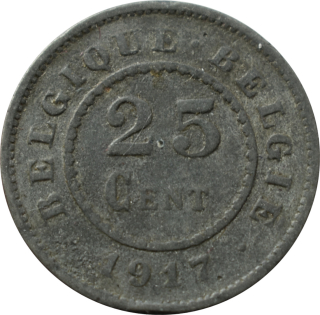 Belgicko 25 Centimes 1917