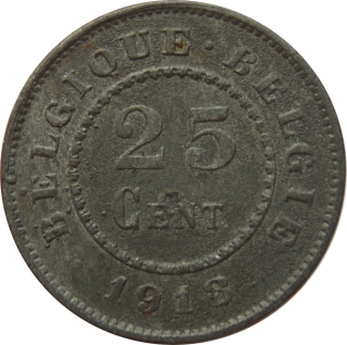 Belgicko 25 Centimes 1918