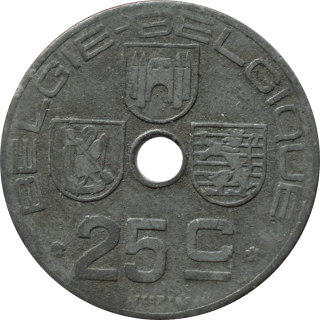Belgicko 25 Centimes 1944