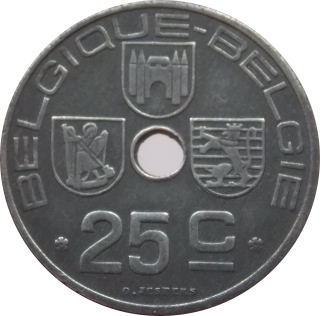 Belgicko 25 Centimes 1946
