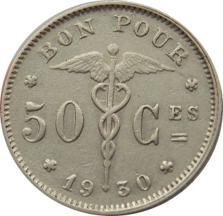 Belgicko 50 centimes 1930