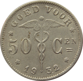 Belgicko 50 centimes 1932