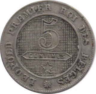 Belgicko 5 Centimes 1862