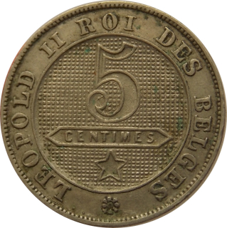 Belgicko 5 Centimes 1894