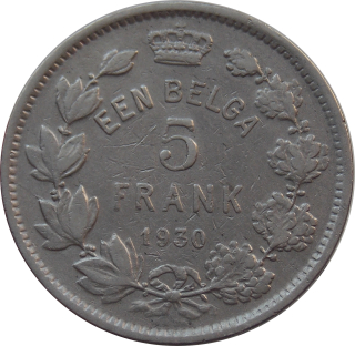 Belgicko 5 Francs 1931