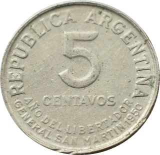 Argentína 5 Centavos 1950