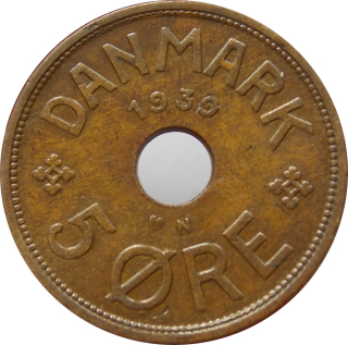 Dánsko 5 Ore 1939