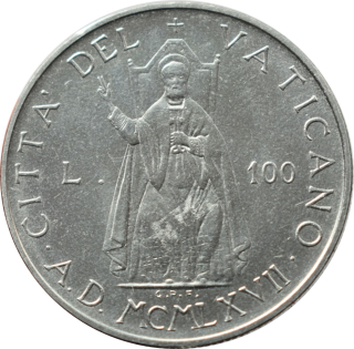 Vatikán 100 Lira 1967