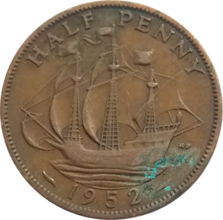 Anglicko 1/2 Penny 1952