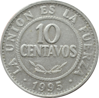 Bolívia 10 Centavos 1998