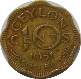 Cejlon 10 Cents 1951