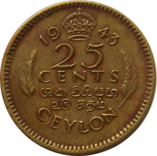 Cejlon 25 Cents 1943