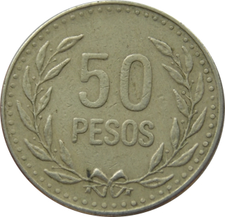 Kolumbia 50 Pesos 1989