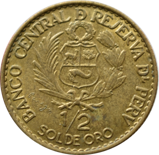 Peru 1/2 Sol de Oro 1965