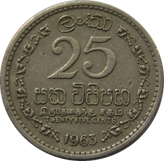Cejlón 25 Cents 1963