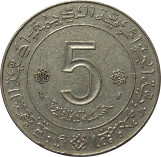 Alžírsko 5 Dinars 1974