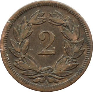 Švajčiarsko 2 Rappen 1850
