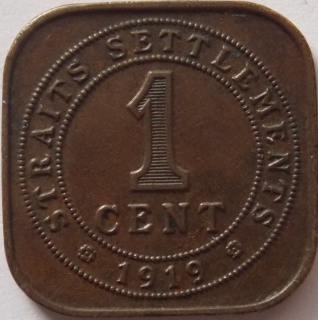 Straits Settlements 1 Cent 1919