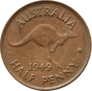 Austrália 1/2 Penny 1949