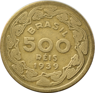 Brazília 500 Reis 1939