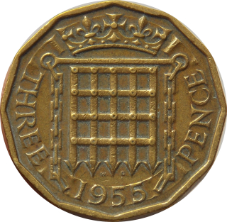 Anglicko 3 Pence 1955
