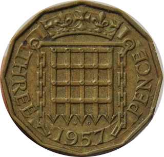 Anglicko 3 Pence 1957