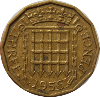 Anglicko 3 Pence 1956