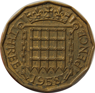 Anglicko 3 Pence 1958