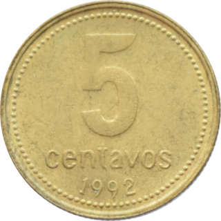 Argentína 5 Centavos 1992