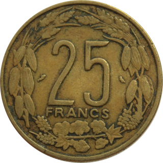 Rovníkové africké štáty Kamerun 25 Francs 1972