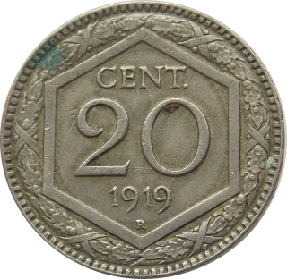 Taliansko 20 Centesimi 1919 R
