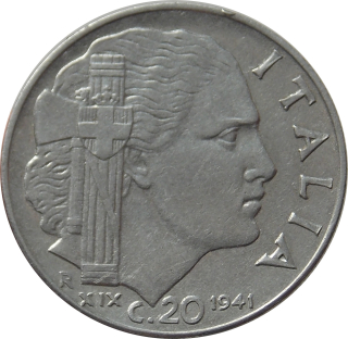 Taliansko 20 Centesimi 1941