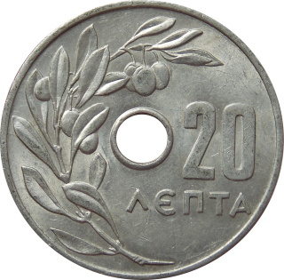 Grécko 20 Lepta 1966