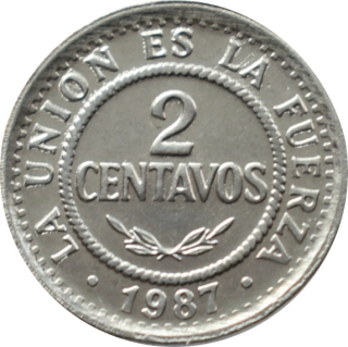 Bolívia 2 Centavos 1987