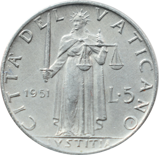 Vatikán 5 Lira 1951