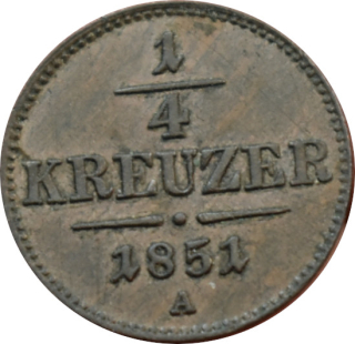 F.J. 1/4 Kreutzer 1851 A