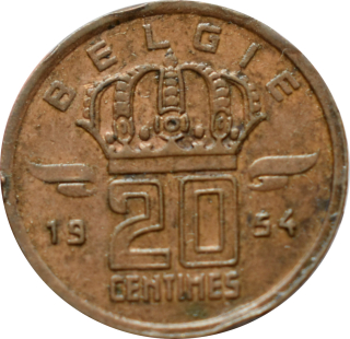 Belgicko 20 Centimes 1954